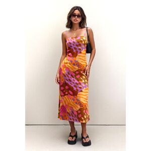 Christian Lacroix Multicolor Y2K 90s Slip Midi Dress   Women's Size Medium